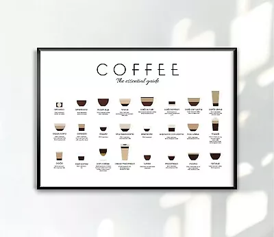 Coffee Chart Types Landscape Café Poster Home Décor Kitchen Print Wall Art A4 A3 • £4.50