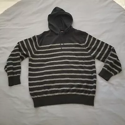 Dockers Hooded Sweater Hoodie Men XXL 2XL Slim Fit Black & Gray Striped Pullover • $14.95