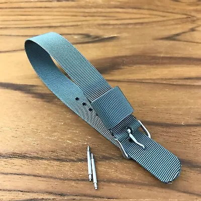 16mm Gray Nylon Military 1-Piece A-11 Nos Vintage Watch Band & Elgin Buckle • $39.90