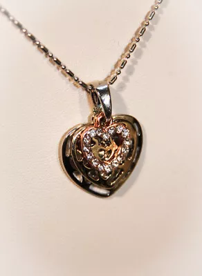 Tri-Color Layered Heart  Pendant Necklace • $12.99