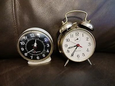 Lot Of 2 Vintage Ingraham Twin Bell Nightstand Alarm Clock & Luminous Wind Up • $30