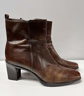 Antonio Melani Womens Size 8.5 M Brown Leather Zip Fashion High Ankle Boots • $24