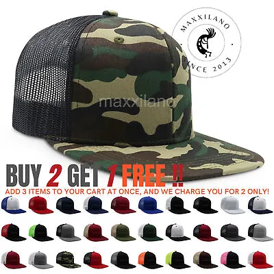 Men Snapback Hat Cotton Mesh Solid Flat Brim Style Baseball Cap Trucker Visor  • $8.74