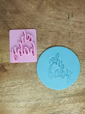 $8.95 • Buy Oh Baby Cursive Fondant Embosser Cookie Stamp Baby Shower Gender Reveal New Baby