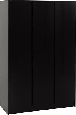 Malvern 3 Door Wardrobe In Black Finish Hanging Rail And Shelving • £192.99