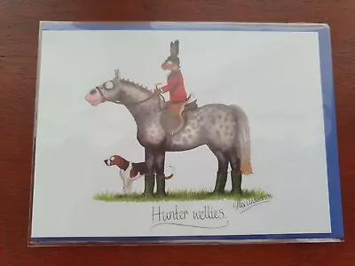 Alex Underdown Hunter Wellies BLANK Greetings Card Horse Card Horses Fox HUNTING • £1.19