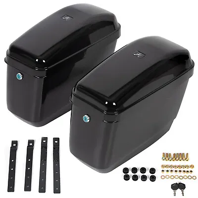 Black Hard Saddle Bags Trunk Luggage Motorcycle For Harley Softail Low Rider • $82.50