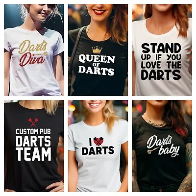 Ladies Darts T Shirt Dart Board Mum Wife Girlfriend Aunt Birthday Gran Gift Top • £13.99