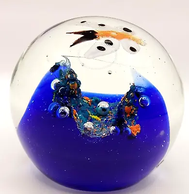 Art Glass Paperweight BUTTERFLY OVER MOUNTAINS With Bubbles Murano Style • $18.95