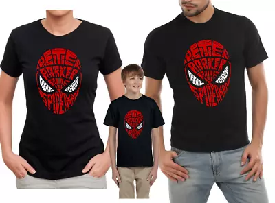 £8.50 • Buy SPIDERMAN Face Words Mashup Ladies Kids Mens  Tees  T Shirt DTF
