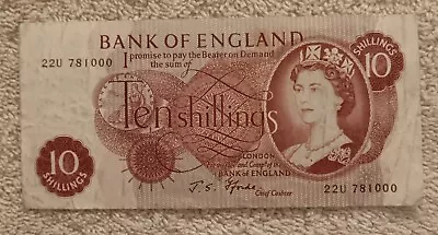 Bank Of England Ten Shillings Bank Note.   Fforde.   # 22U 781000 • £3.50