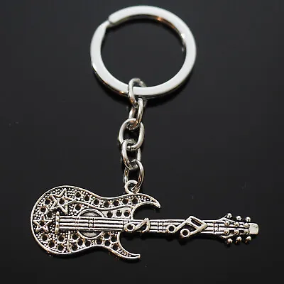 Electric Guitar Rock Star Music Notes Heart Pendant Charm Keychain Key Chain • $6.99