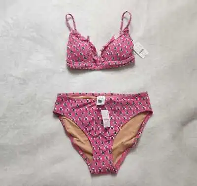 New Women's XS J Crew Factory Pink Ruffle 2 Piece Bikini Bathing Suit • $49.99