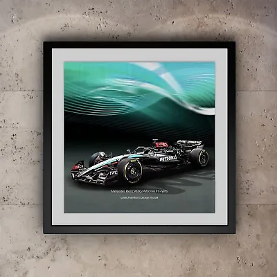 Mercedes F1 Car Poster | 2024 W15 | Lewis Hamilton | George Russell | Print | • £9.99