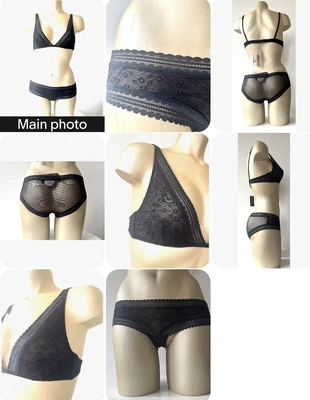 £19.99 • Buy Jack Wills Set Bra Size8uk(~32 A/B Uk) Knickers Size6uk Lace Blakc