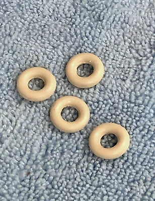 4 White Old Look Toy RUBBER TIRES 5/8 Od BARCLAY MANOIL Tootsietoy Fit 3/8  Hub • $4.95