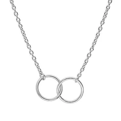 Sterling Silver Fine Belcher Chain Karma Circles Necklace 18   Inches • £13.15