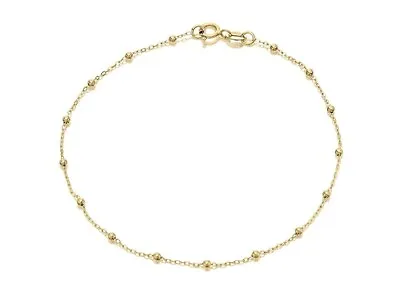 9ct Gold Bobble Ball Bead Chain Bracelet 7.5 Inches • £65