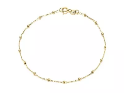 9ct Gold Bobble Ball Bead Chain Bracelet 7.5 Inches • £65
