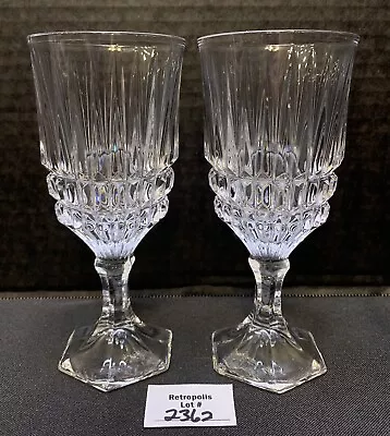 2 Vtg FOSTORIA Elegant Glass Wine Glasses HERITAGE 6 1/8” • $34.20