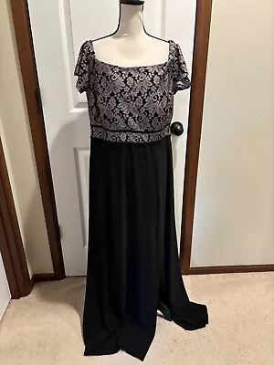 NW Women Plus Size 18W Black Top Golden Metallic Evening Dress • $55