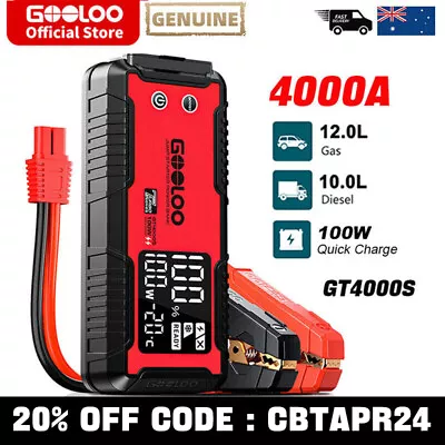 ⚡GOOLOO 4000A Car Jump Starter Booster Jumper Power Bank 12V Battery Charger AU • $179.55
