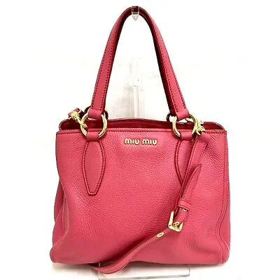 Miu Miu Vitello Caribe RN0757 2WAY Handbag Shoulder Bag Free Shipping [Used] • $189