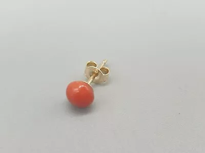 18k 18ct Yellow Gold Red Coral Stud Earrings 5mm 6mm Natural Italian Solid Stone • £40.14