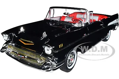 1957 Chevrolet Bel Air Conv Black James Bond 007 1/18 Diecast Auto World Awss134 • $104.99