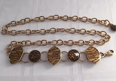 Kc Women’s Belt Chain Gold Tone Bohemian Biker Signed Vintage Boho Bb1 • $22.99