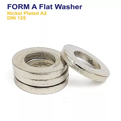 M3 M4 M5 M6 M8 M10 Form A Flat Washers Nickel Plated - Din 125 • £1.29