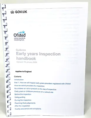 Ofsted Early Years Inspection Handbook Updated 19th January 2024 • £10.99