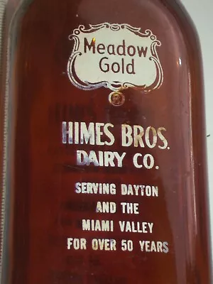 1 Qt. Brown Glass Meadow Gold Himes Bros. Dairy Co.milk Bottle Dayton Ohio • $17.80