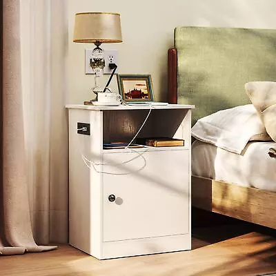 TC-HOMENY Nightstand With Charging Station Side End Table Night Stand Table • $52.69