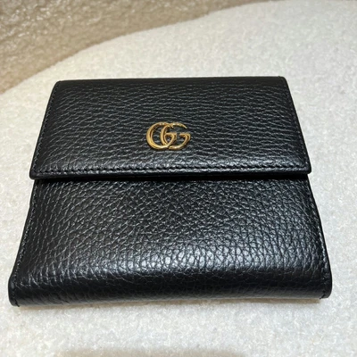 $831.63 • Buy Auth Gucci Black Small GG Marmont Leather Italy Made Classic Women Wallet