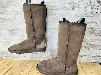 UGG Classic Tall Boots Brown Suede Sheepskin 5815 Womens Size 7 • $31.99