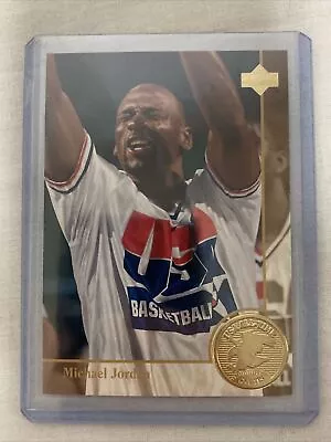 1994 MICHAEL JORDAN Upper Deck USA All-Time Greats Gold Medal & Medallion Card • $13.97