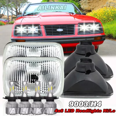 Super Bright 4pc 4x6 Inch Led Headlights HI/LO DRL For Ford Mustang Thunderbird • $199.99