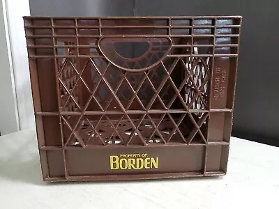 Vintage 1985 Borden Dairy Brown Plastic Milk Crate Box Farmhouse Country Store • $9