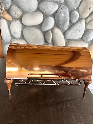 Copper Vintage Fire King Buffet Server Warmer Chaffing Dish Teak Legs • $95