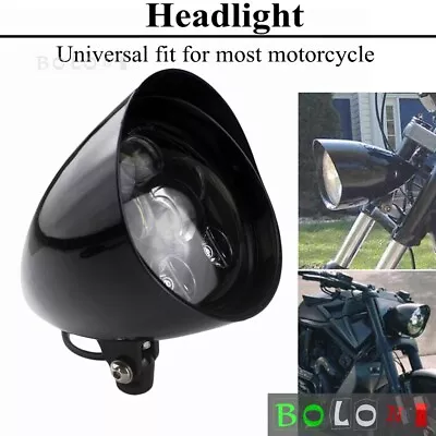 Motorcycle Tri Bar Bullet LED Headlight For Harley Dyna Softail Sportster Bobber • $106.80