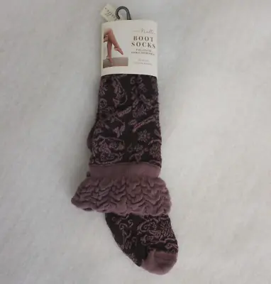 Simply Noelle Boot Socks Tall Length Floral Motif Purple Socks OSFM NWT • $12.99