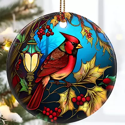 Cardinal Christmas Decorations 2.8  Ceramic Hanging Ornament Cardinal Ornament • $23.53