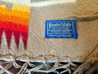 Vintage Beaver State 69  X 65  Fringed Pendleton Blanket • $145