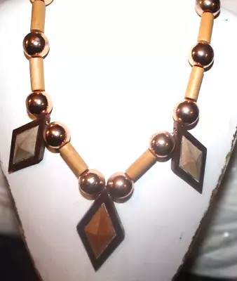 Marc By Marc Jacobs Copper And Wood Runway Statement Necklace • $15