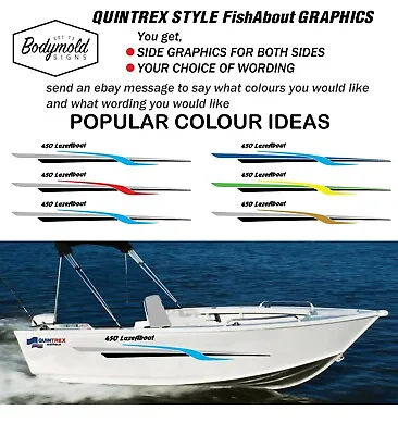 $145 • Buy Quintrex Style FishAbout Boat Graphics 1800mm Long With Your Choice Of Wording 