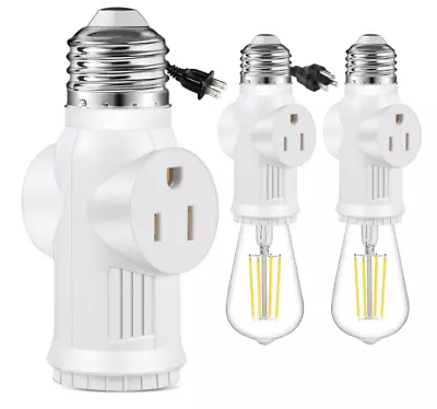 E26 Light Socket To Plug Adapter - 2 Pack 2/3 Prong Light Socket Outlet - Light • $11.99