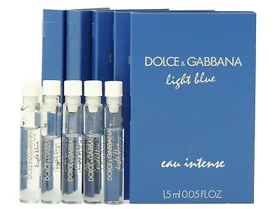 D&G DOLCE & GABBANA LIGHT BLUE EAU INTENSE WOMEN 1.5ml .05oz X 5 PERFUME SAMPLES • $11