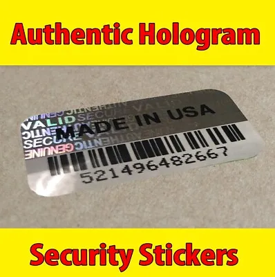$8.95 • Buy 100 MADE IN USA BAR-CODE Hologram Security Label Stickers Tamper Evident Seals