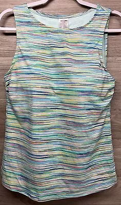 Lands' End Tankini Top Mast Swim Bathing Multicolor Stripe Women's 12 Mastectomy • $16